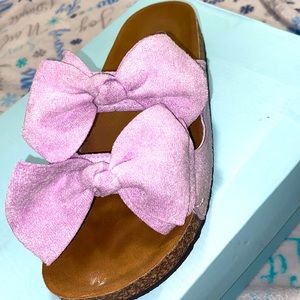 Leopard Double Bow Flatform Footbed Sandals